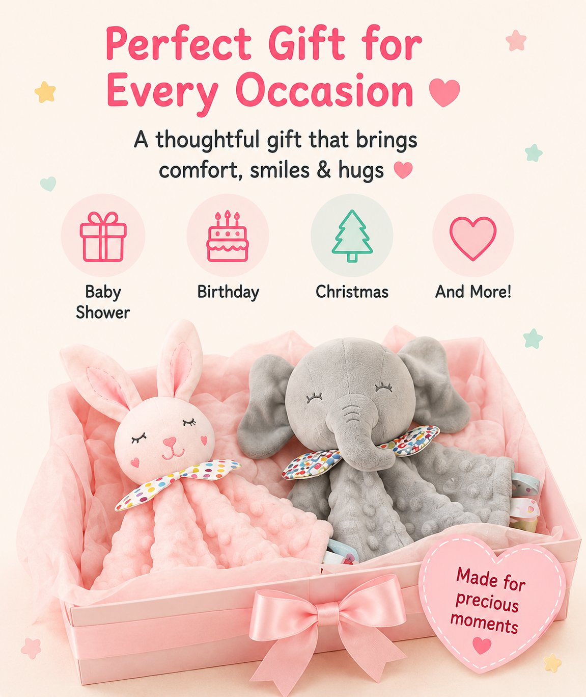 Soft Animal Baby Rattle & Teether Toy | Comforter for Infants & Toddlers