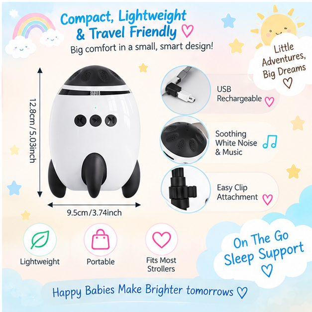 🌙 Little Nestlings™ DreamRock Automatic Baby Stroller Rocker