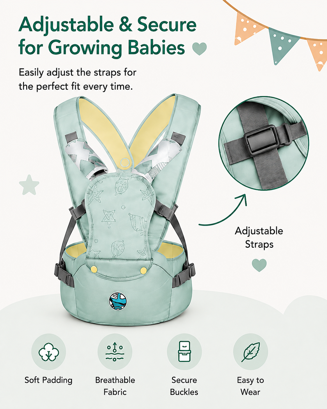 🐣 Little Nestlings™ CozyCarry Baby Waist Seat Carrier