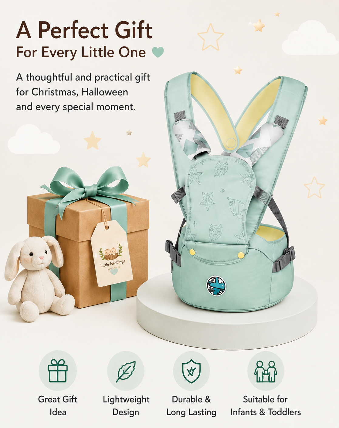 🐣 Little Nestlings™ CozyCarry Baby Waist Seat Carrier