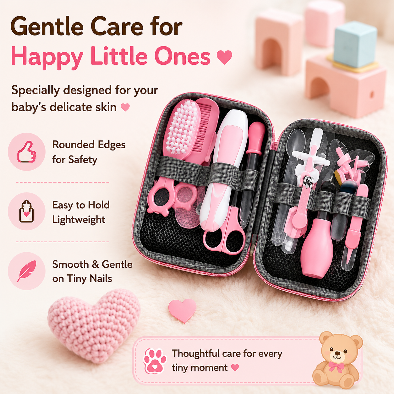 Baby Care 14-Piece Complete Newborn Grooming Kit | Head-to-Toe Essentials