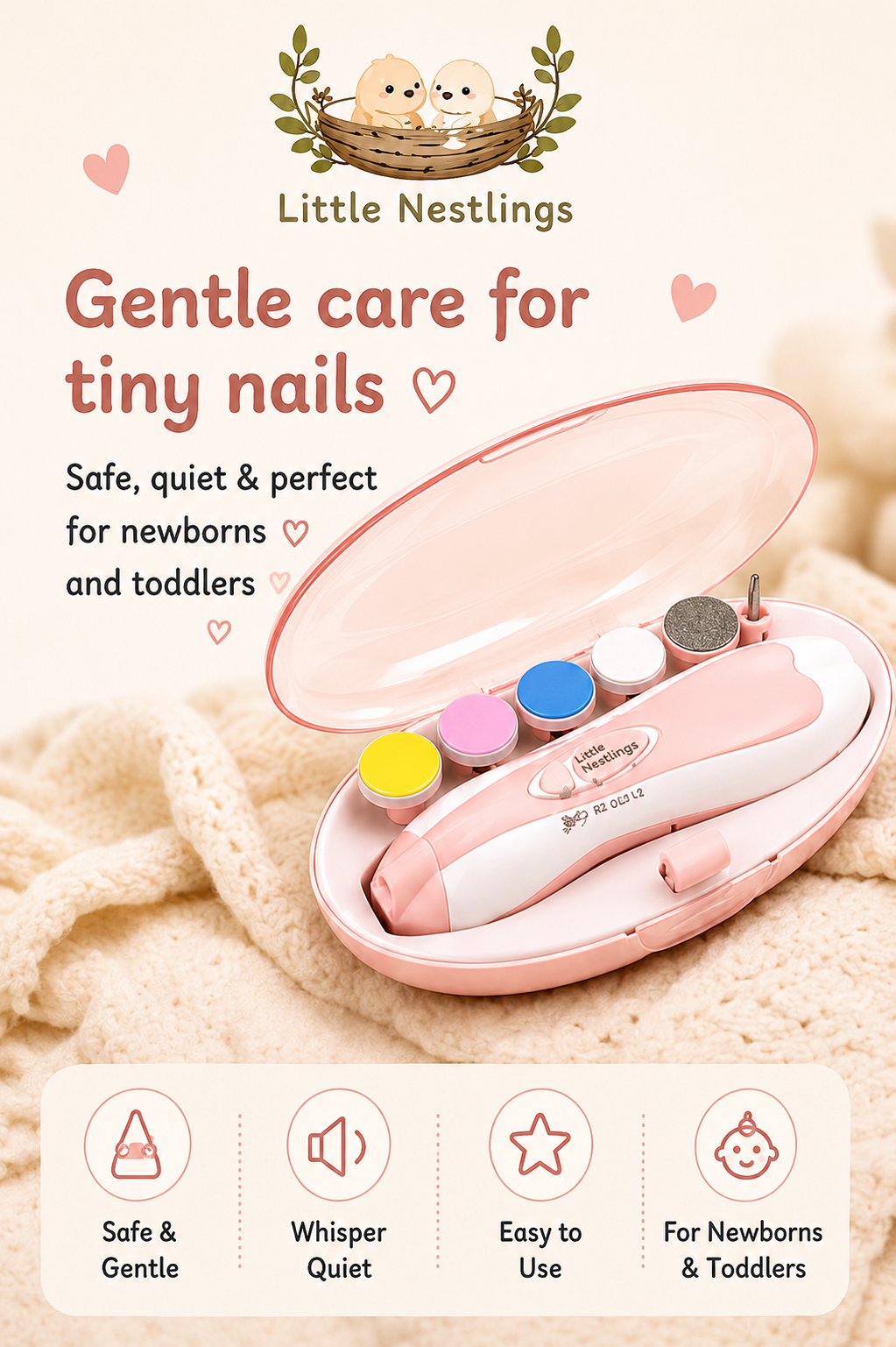 🐣 Little Nestlings™ GentleCare 7-in-1 Baby Nail Trimmer