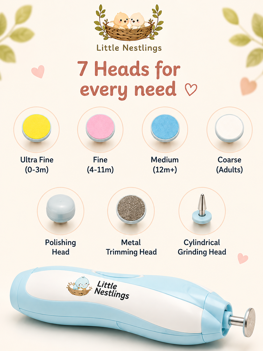 🐣 Little Nestlings™ GentleCare 7-in-1 Baby Nail Trimmer