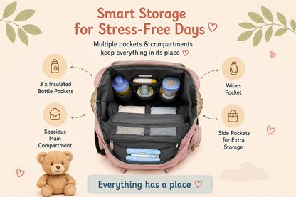 Multifunction Diaper Backpack | Built-In Changing Station & Insulated Bottle Pockets