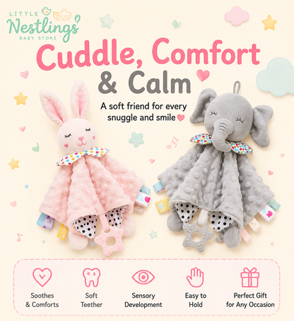 Soft Animal Baby Rattle & Teether Toy | Comforter for Infants & Toddlers