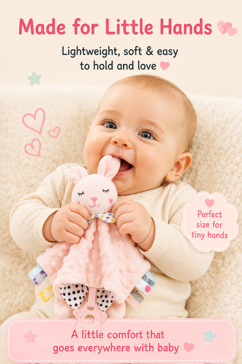 Soft Animal Baby Rattle & Teether Toy | Comforter for Infants & Toddlers