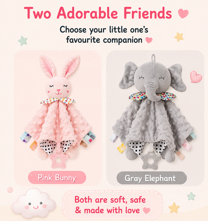 Soft Animal Baby Rattle & Teether Toy | Comforter for Infants & Toddlers