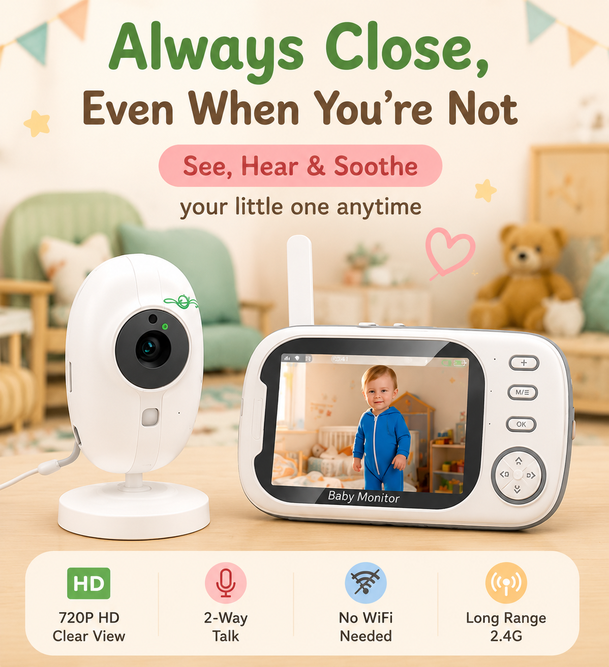 Baby Monitor — See, Hear & Soothe From Anywhere 🍃