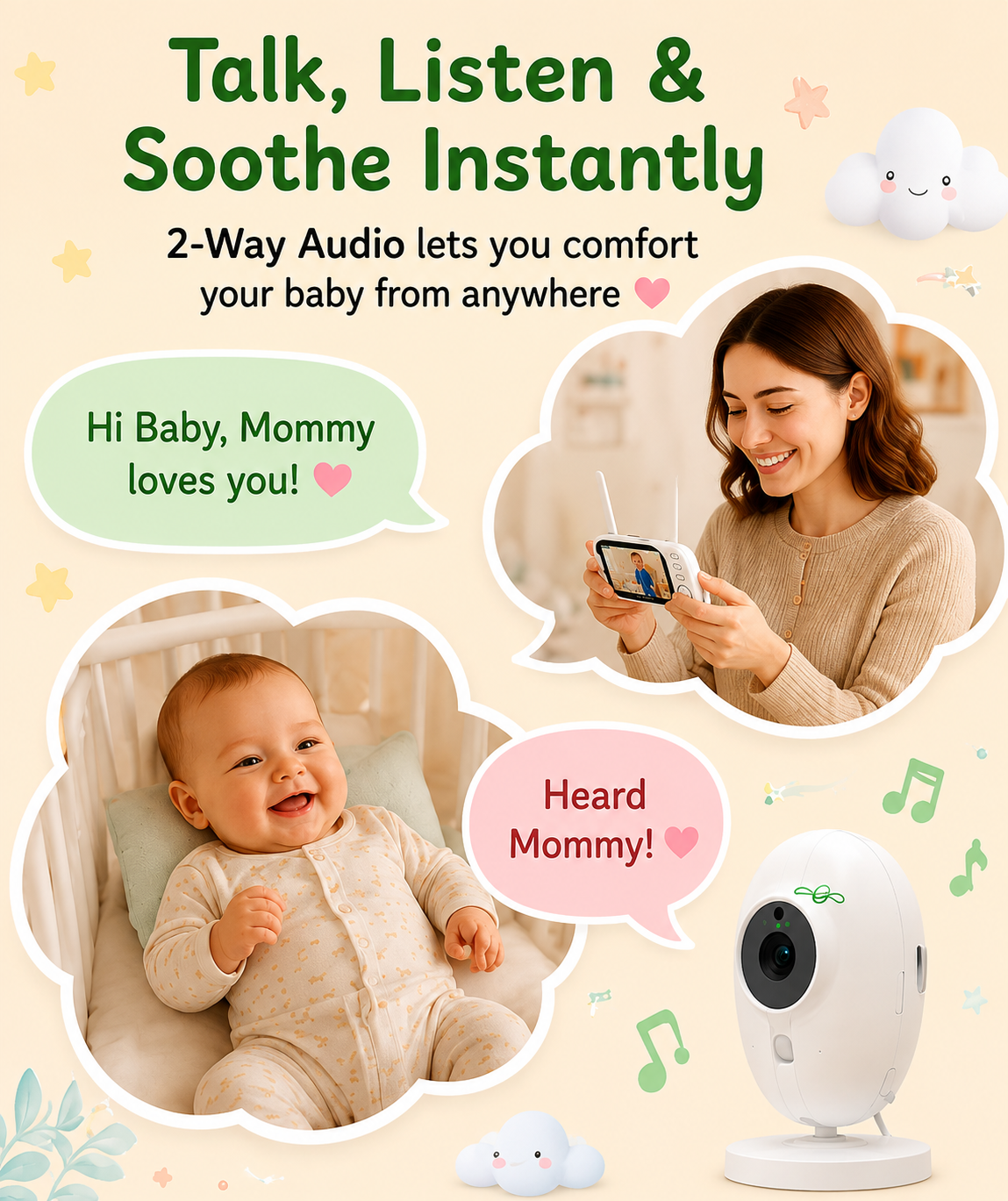 Baby Monitor — See, Hear & Soothe From Anywhere 🍃