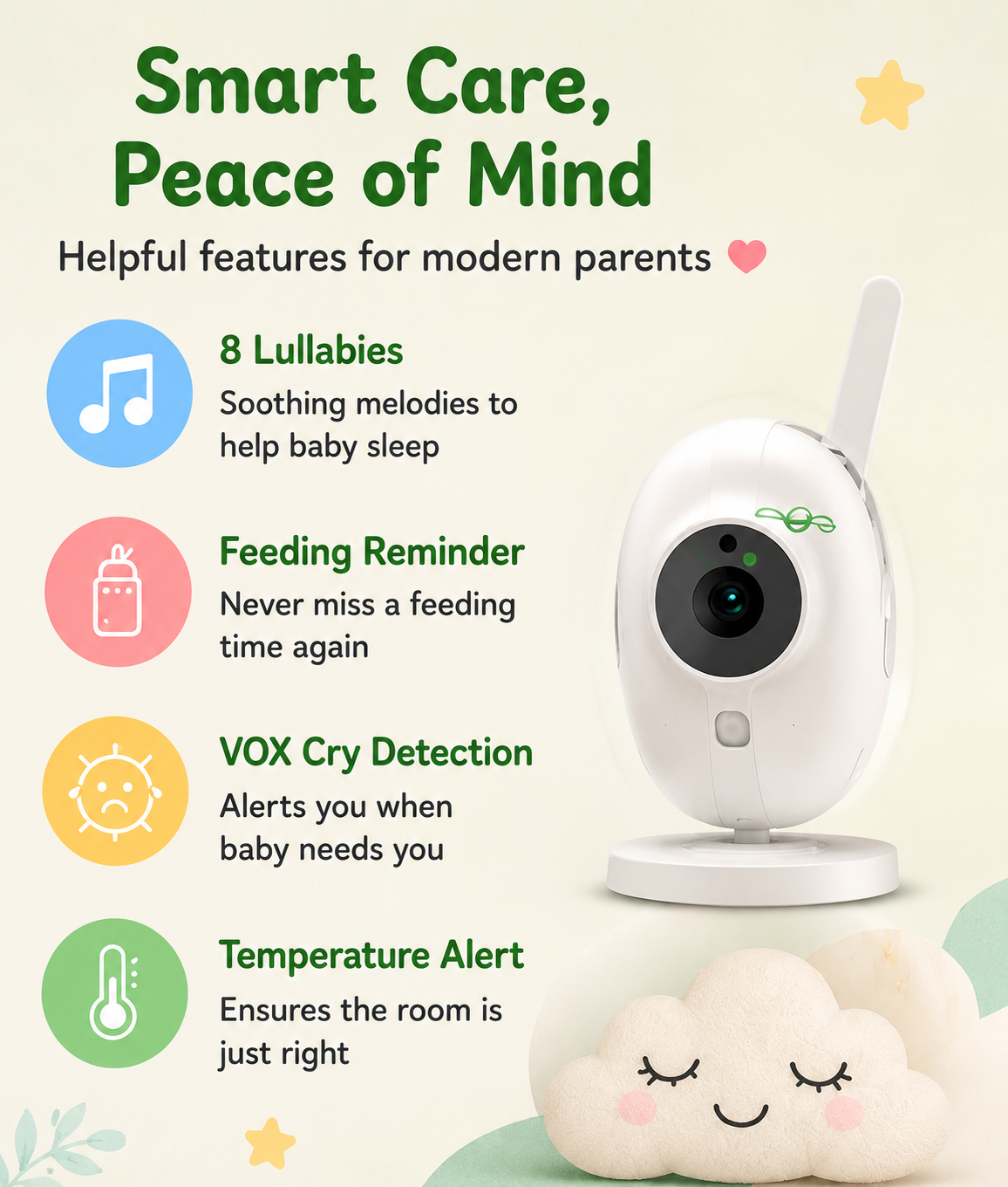 Baby Monitor — See, Hear & Soothe From Anywhere 🍃