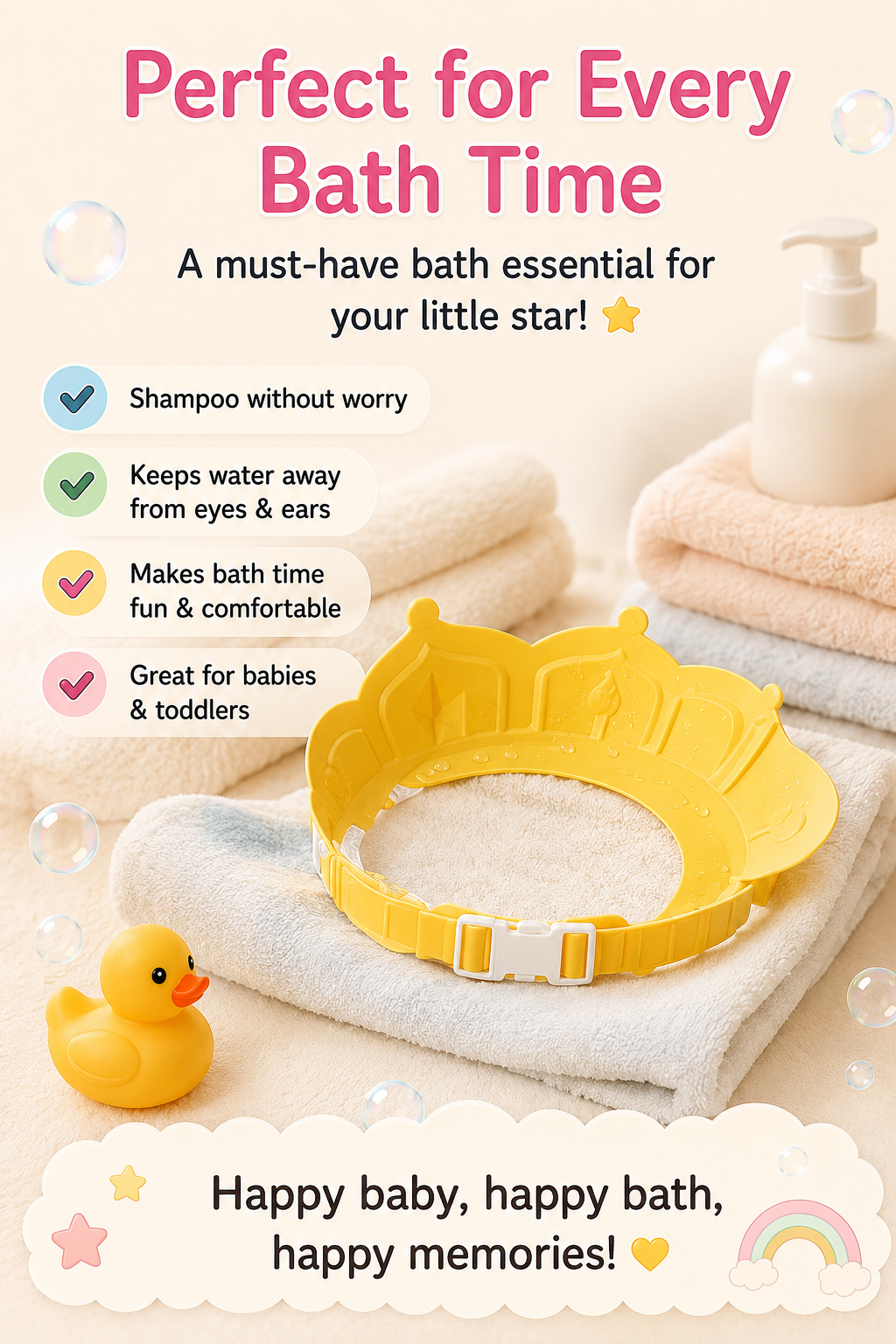 Little Nestlings™ SplashGuard Baby Shampoo Crown 👑🫧