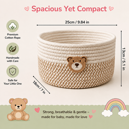 🧸 Little Nestlings™ Teddy Tidy Woven Storage Basket