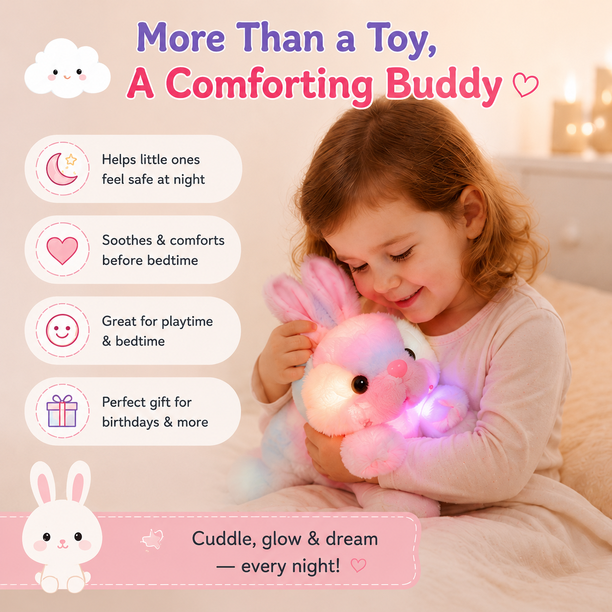 🐰 Little Nestlings™ DreamGlow LED Bunny Cuddle Light ✨💗