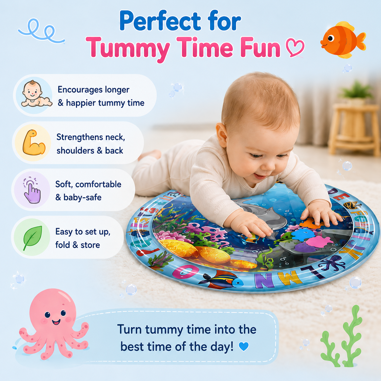 🌊 Little Nestlings™ Splash & Explore Baby Water Play Mat 🐬💦