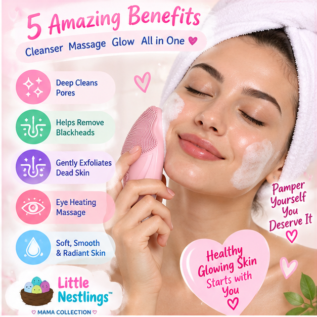 💕 Little Nestlings™ MamaGlow Facial Cleansing & Massage Brush