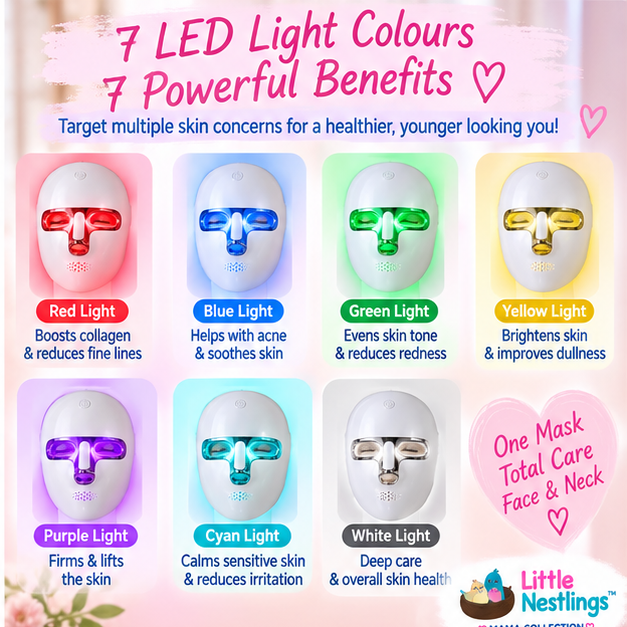 💕 Little Nestlings™ MamaRadiance 7-Colour LED Face & Neck Mask