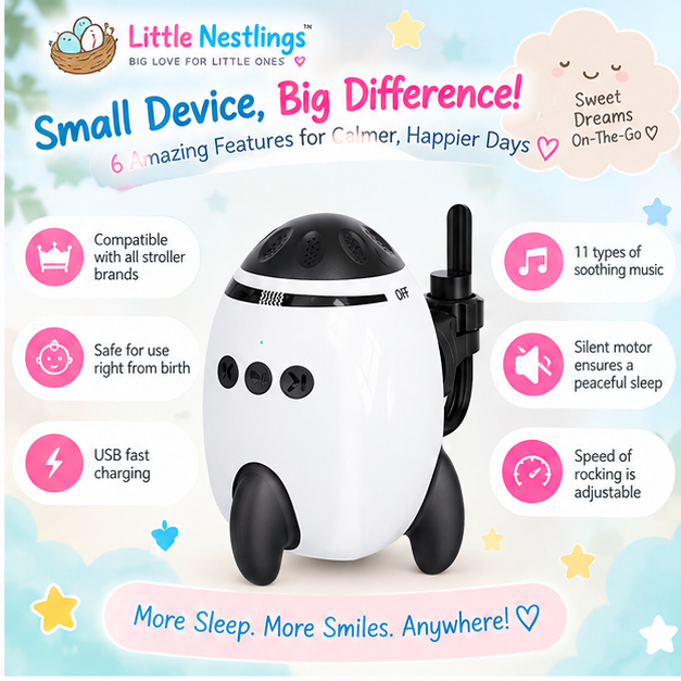 🌙 Little Nestlings™ DreamRock Automatic Baby Stroller Rocker