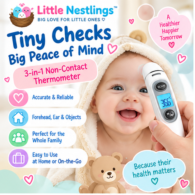 🌡️ Little Nestlings™ TinyTemp 3-in-1 Digital Thermometer