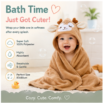 🐻 Little Nestlings™ Cozy Cuddles Hooded Towel