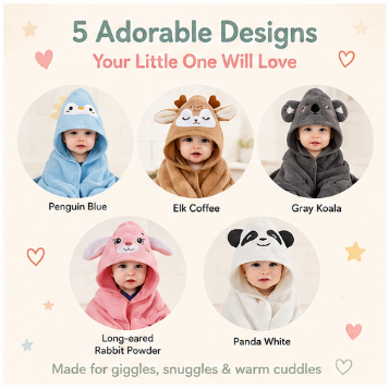🐻 Little Nestlings™ Cozy Cuddles Hooded Towel