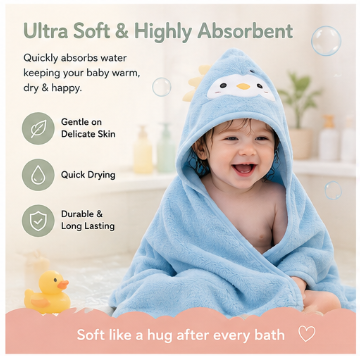 🐻 Little Nestlings™ Cozy Cuddles Hooded Towel