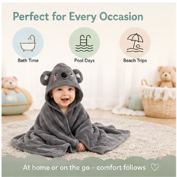 🐻 Little Nestlings™ Cozy Cuddles Hooded Towel