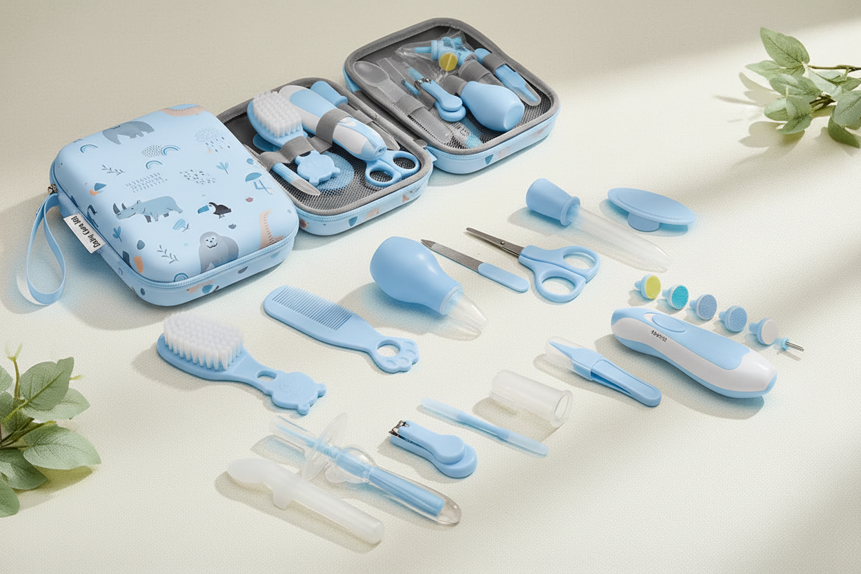 Blue Baby Care Kit Matching Pink Layout