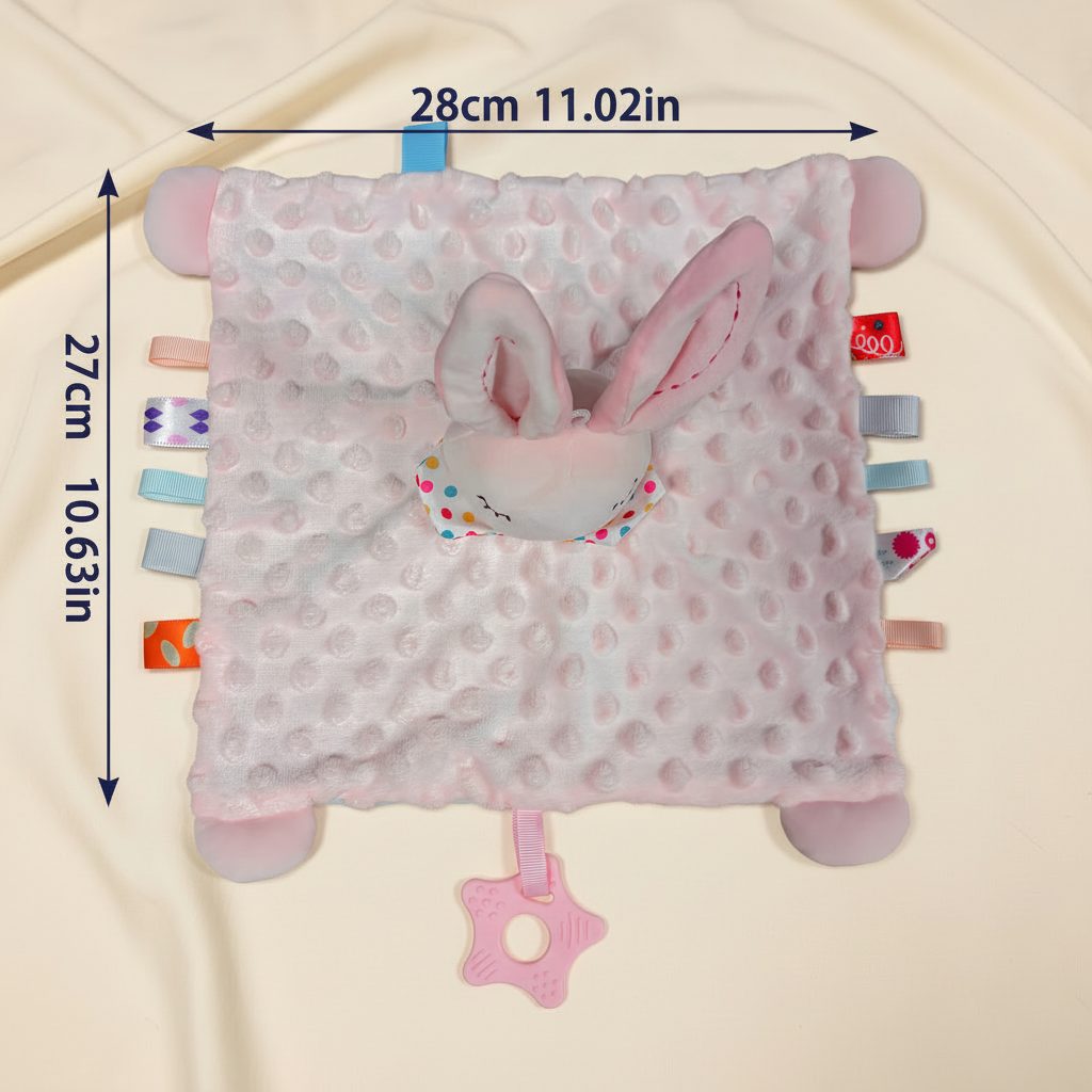 Bunny Comforter — Dimensions on Cream Background