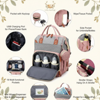 Diaper Bag Pockets Infographic with Little Nestlings Background