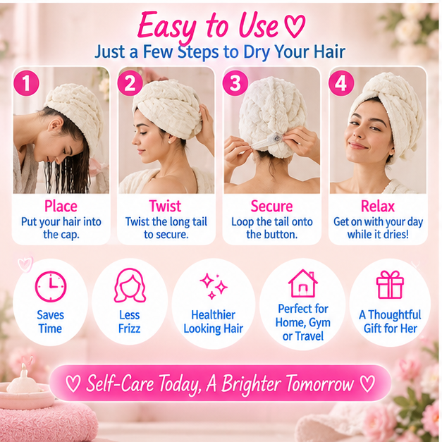💕 Little Nestlings™ MamaWrap Quick-Dry Hair Towel