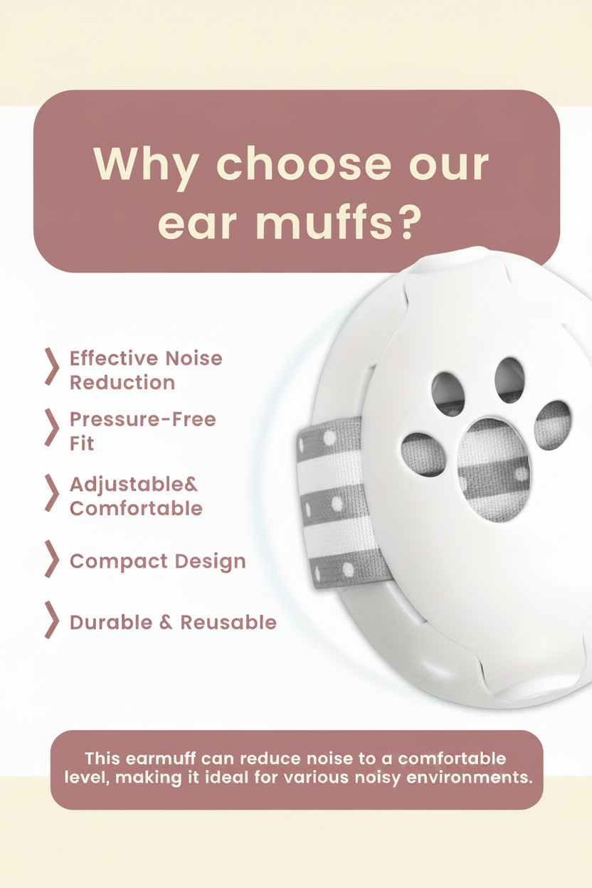 Little Nestlings Ear Muffs Feature Infographic - Dusty Rose