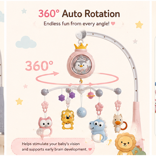 🐧 Little Nestlings™ Dreamy Penguin 360° Musical Crib Mobile