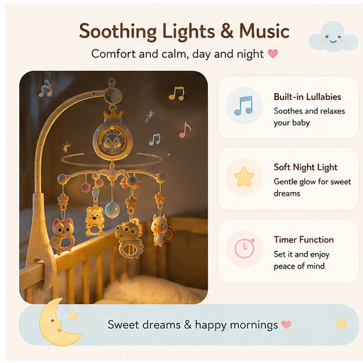 🐧 Little Nestlings™ Dreamy Penguin 360° Musical Crib Mobile