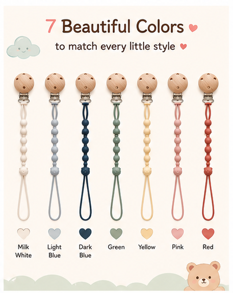 🧸 Little Nestlings™ Bear Hug Pacifier Clip