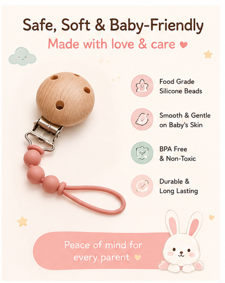 🧸 Little Nestlings™ Bear Hug Pacifier Clip