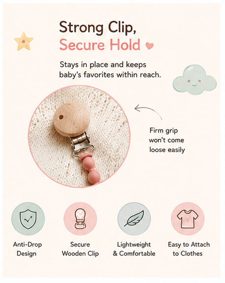 🧸 Little Nestlings™ Bear Hug Pacifier Clip