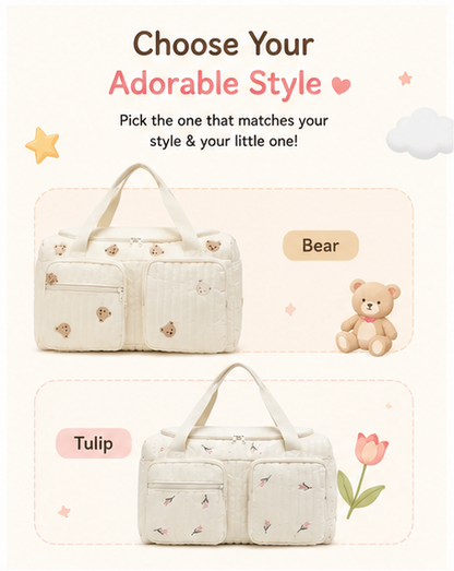 🧸 Little Nestlings™ CuddleCarry Large Capacity Mommy & Baby Bag 🌷