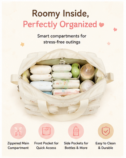 🧸 Little Nestlings™ CuddleCarry Large Capacity Mommy & Baby Bag 🌷