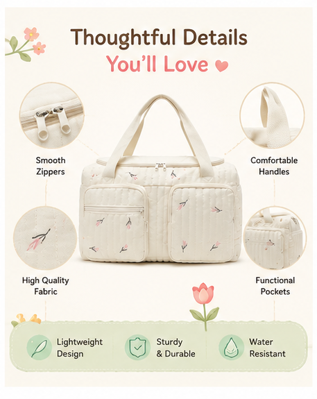 🧸 Little Nestlings™ CuddleCarry Large Capacity Mommy & Baby Bag 🌷