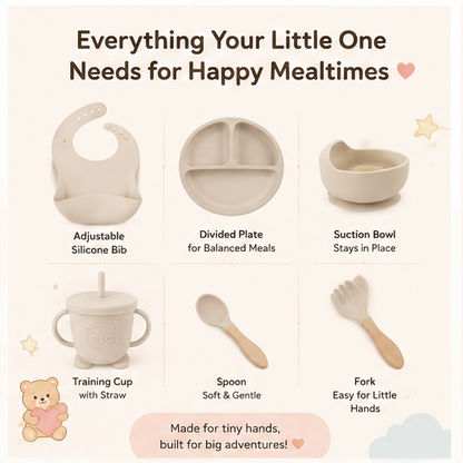 🥣 Little Nestlings™ Tiny Tummies 6-Piece Silicone Feeding Set