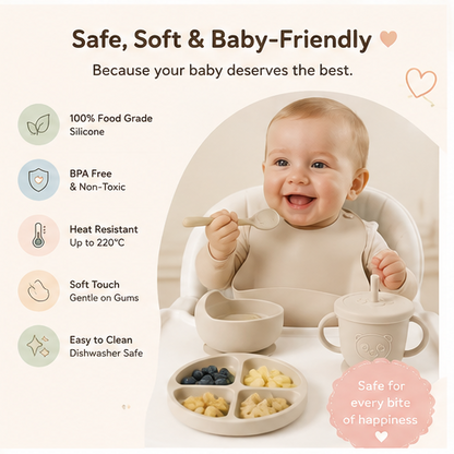 🥣 Little Nestlings™ Tiny Tummies 6-Piece Silicone Feeding Set