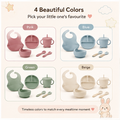 🥣 Little Nestlings™ Tiny Tummies 6-Piece Silicone Feeding Set