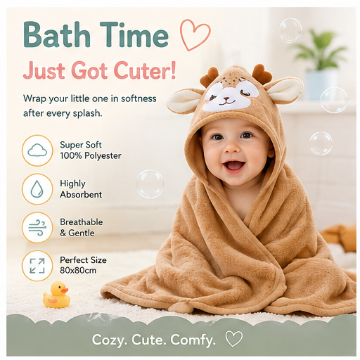 🐻 Little Nestlings™ Cozy Cuddles Hooded Towel