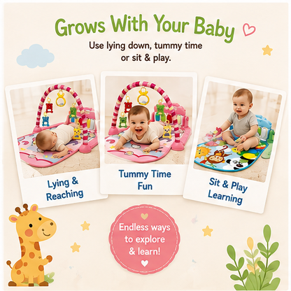 🧸 Little Nestlings™ Play & Grow 2-in-1 Baby Piano Activity Gym