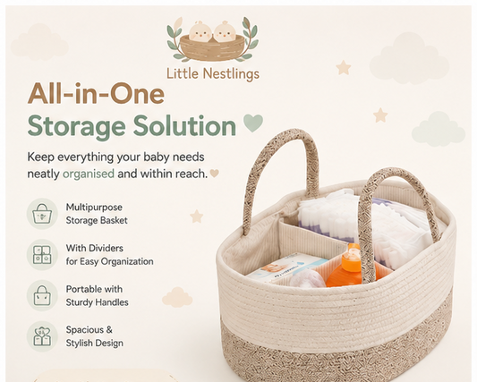 🐣 Little Nestlings™ CozyNest Baby Organizer Basket