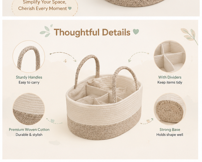 🐣 Little Nestlings™ CozyNest Baby Organizer Basket