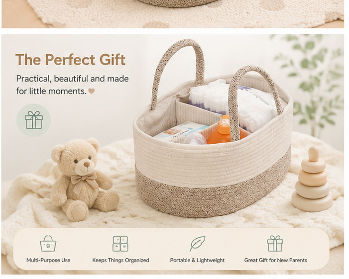 🐣 Little Nestlings™ CozyNest Baby Organizer Basket
