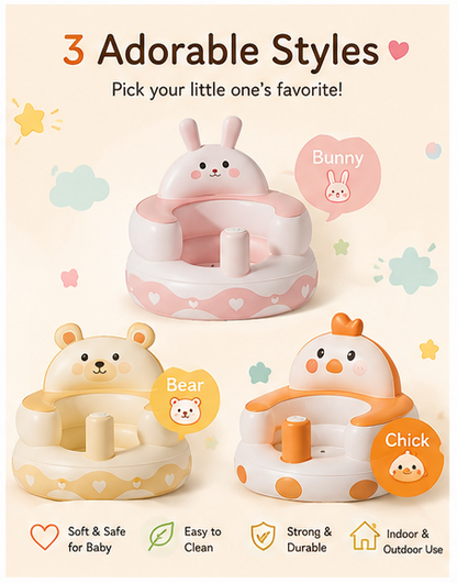 🐰 Little Nestlings™ SnuggleSeat 3-in-1 Inflatable Baby Training Seat 🐻🐥