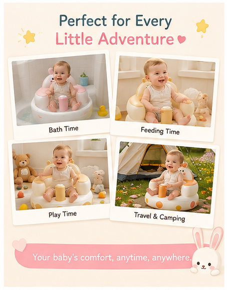 🐰 Little Nestlings™ SnuggleSeat 3-in-1 Inflatable Baby Training Seat 🐻🐥