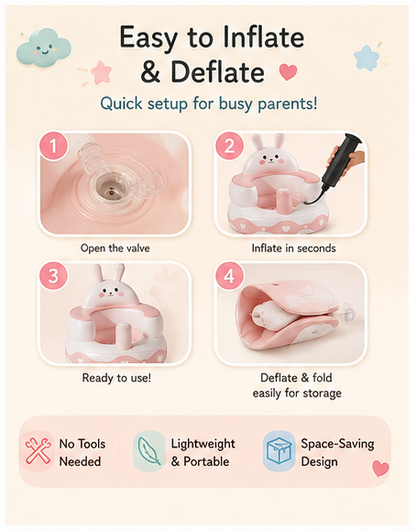 🐰 Little Nestlings™ SnuggleSeat 3-in-1 Inflatable Baby Training Seat 🐻🐥
